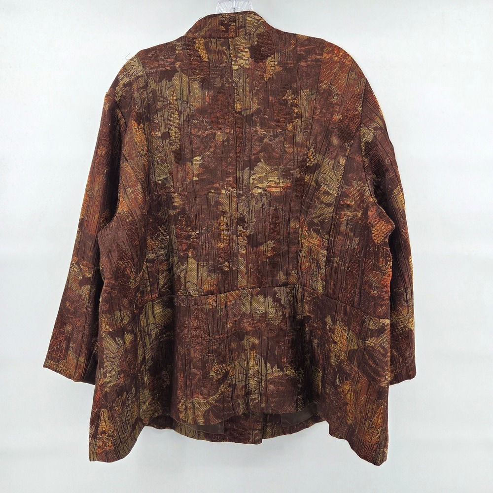 Coldwater Creek Button Front Jacket 22 Brown Boho Eclectic Art-Inspired‎ - Picture 2 of 7